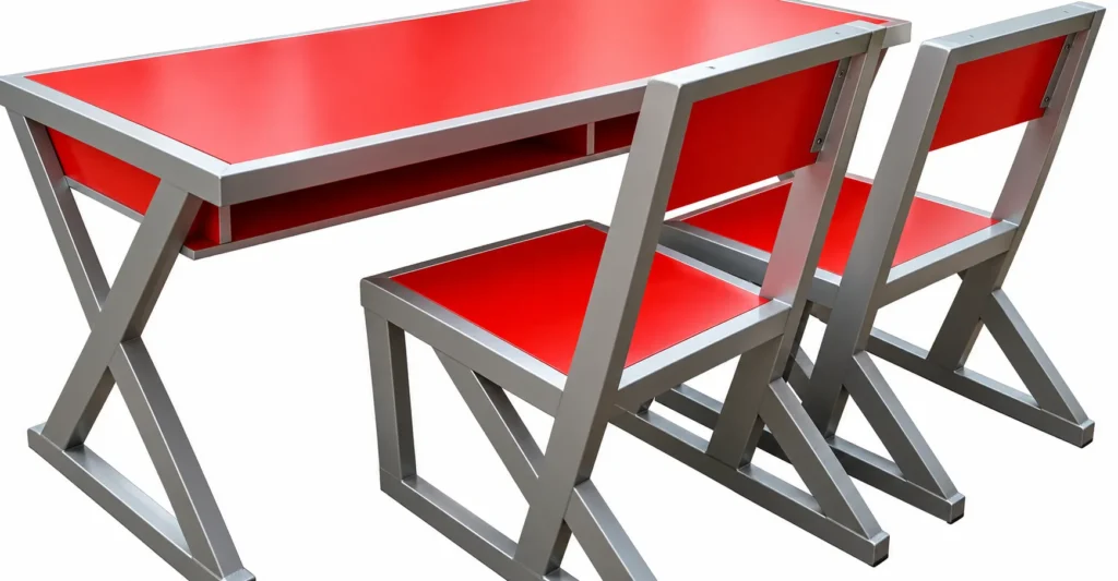 Red and Gray Industrial Desk Set